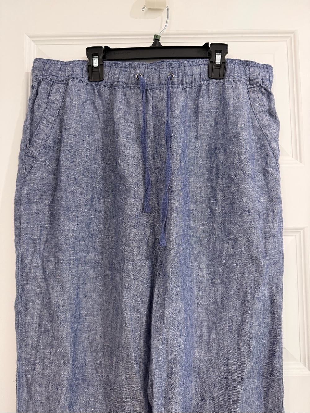 Light Blue 100% Linen Drawstring Pants - Picture 2 of 7
